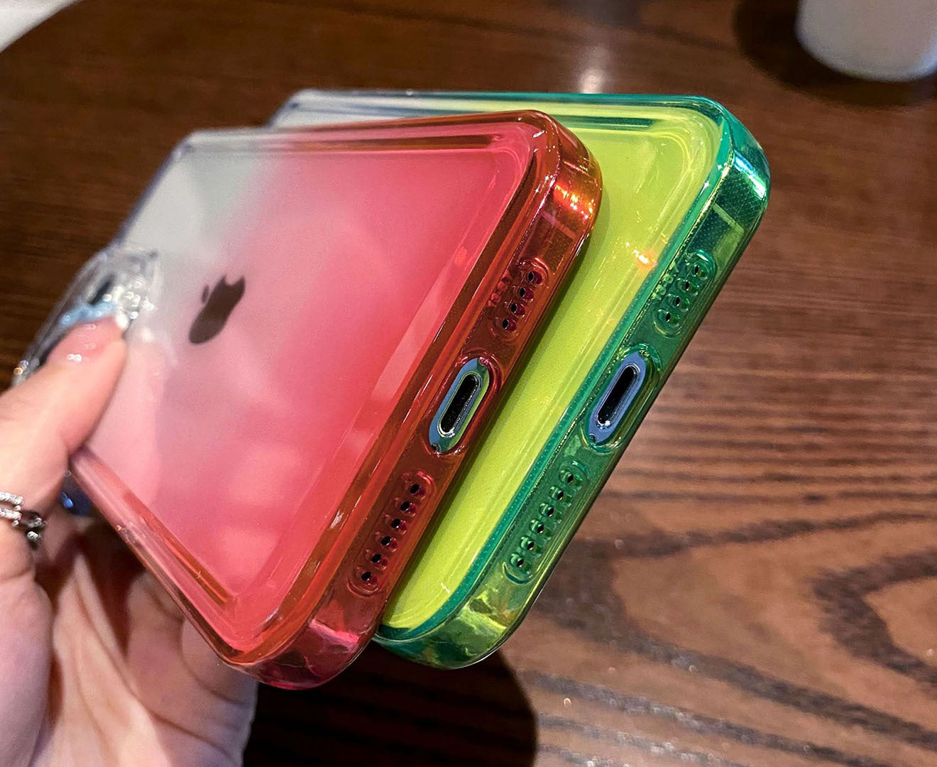 Anymob iPhone Case Pink Gradient Transparent Shockproof Camera Protection Mobile Cover iPhone13 12 11 X XR XS Pro Max-Mobile Phone Cases-PEROZ Accessories