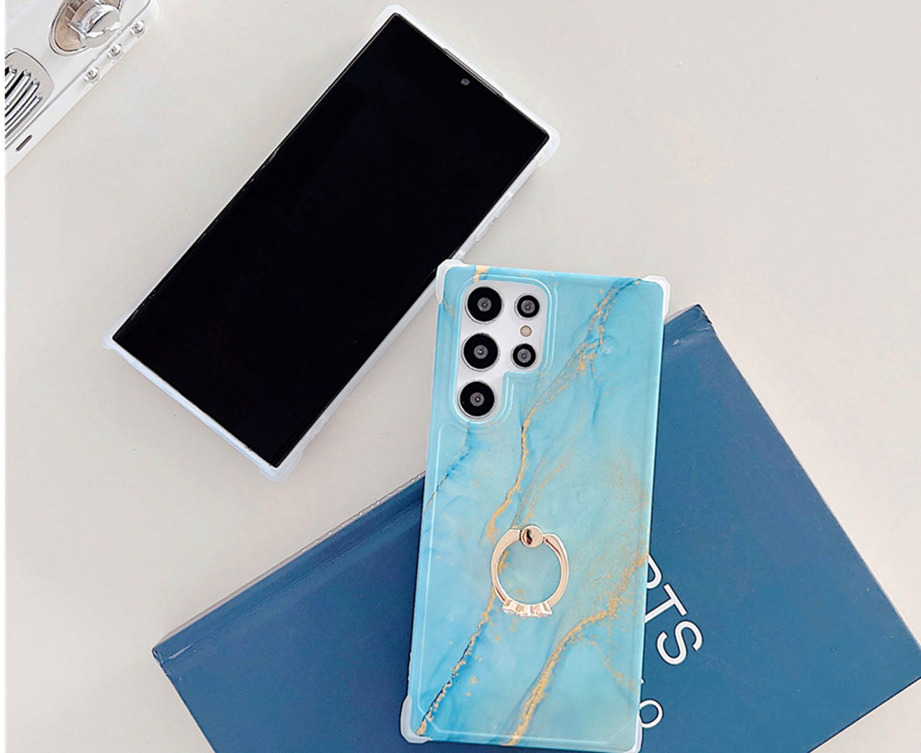 Anymob Samsung Phone Case Sky Blue Crack Granite Marble For S22 Ultra S21 Plus S20 FE S10 A51 A71 A50 A30S Note 10 20-Mobile Phone Cases-PEROZ Accessories