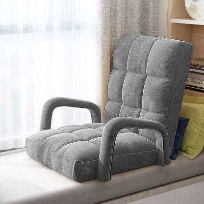 SOGA 2X Foldable Lounge Cushion Adjustable Floor Lazy Recliner Chair with Armrest Grey-PEROZ Accessories