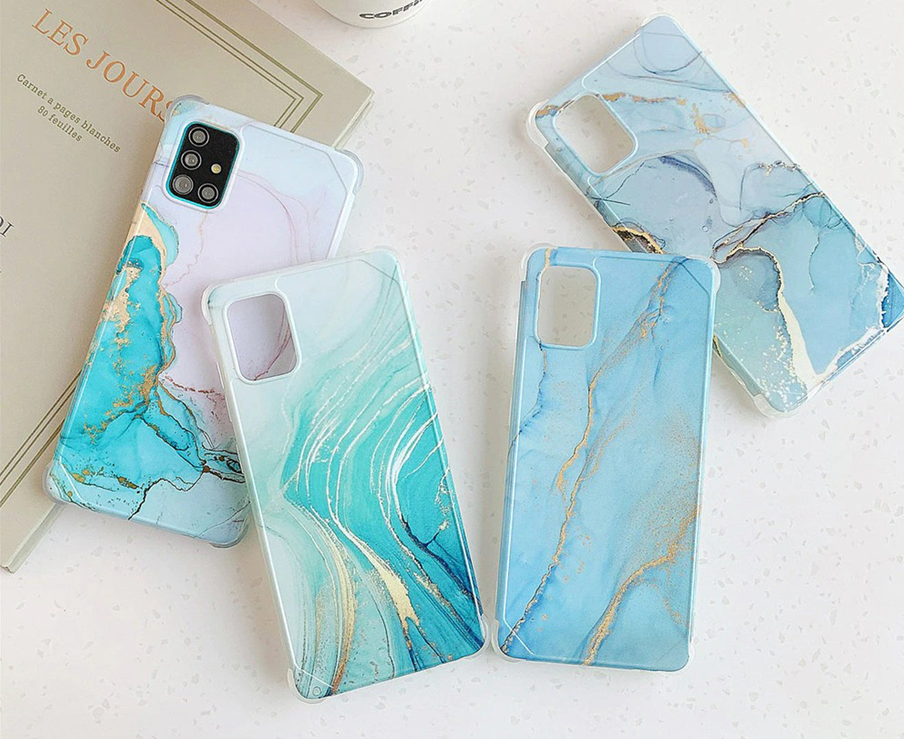 Anymob Samsung Phone Case Sky Blue Marble Mobile Cover For S21 Plus Ultra S10 Plus S20 Plus Ultra S20 FE Lite Note 10 A50 30S 50S A51 A71 S22-Mobile Phone Cases-PEROZ Accessories
