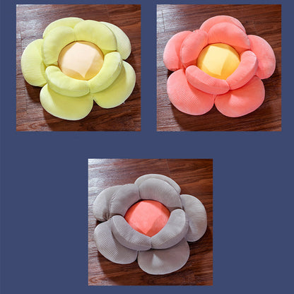 SOGA Beige Double Flower Shape Cushion Soft Bedside Floor Plush Pillow Home Decor-Chair &amp; Sofa Cushions-PEROZ Accessories