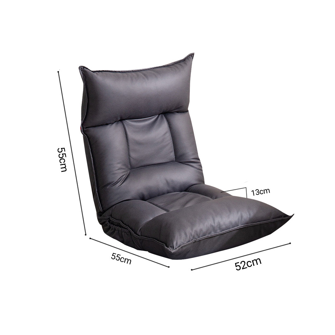 SOGA Grey Lounge Recliner Lazy Sofa Bed Tatami Cushion Collapsible Backrest Seat Home Office Decor-Recliner Chair-PEROZ Accessories