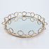 SOGA 38cm Bronze Colored Round Mirror Glass Metal Tray Vanity Makeup Perfume Jewelry Organiser with Handles-Jewellery Holders & Organisers-PEROZ Accessories