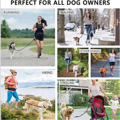 SOGA Black Adjustable Hands Free Pet Leash Bag Dog Lead Walking Running Jogging Pet Essentials-Dog Collars-PEROZ Accessories