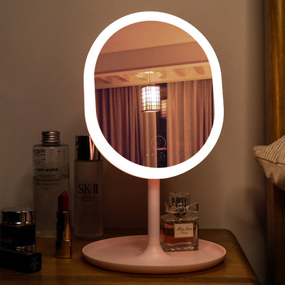 SOGA 2X 20cm Pink Rechargeable LED Light Makeup Mirror Tabletop Vanity Home Decor-Makeup Mirrors-PEROZ Accessories