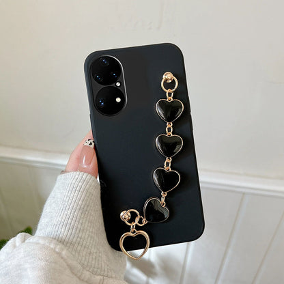 Anymob Huawei Phone Case Black Heart Shape Strap Soft Silicone Back Cover-Mobile Phone Cases-PEROZ Accessories