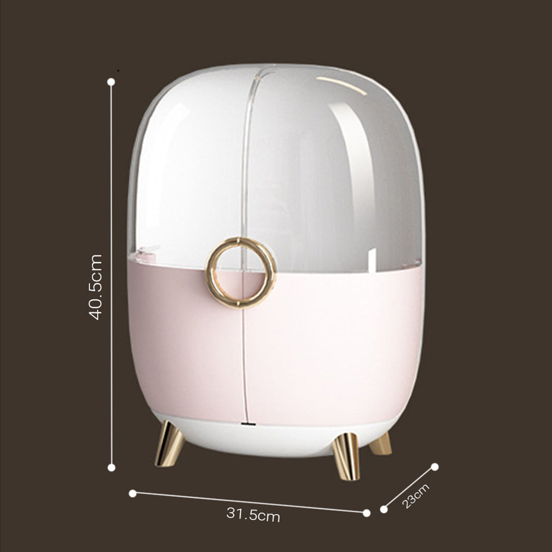SOGA Pink Transparent Countertop Makeup Organiser Cosmetic Storage Waterproof Dustproof Bathroom Skincare Holder with Lid-Makeup Organisers-PEROZ Accessories