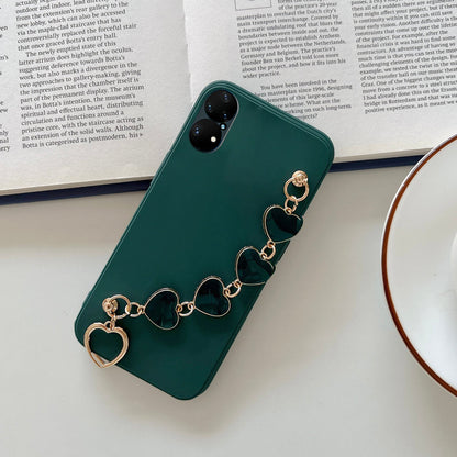 Anymob Huawei Phone Case Dark Green Heart Shape Strap Soft Silicone Back Cover-Mobile Phone Cases-PEROZ Accessories