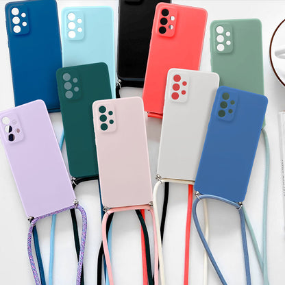 Anymob Samsung Galaxy Phone Case White Crossbody Necklace Lanyard- A10 51 71 12 22 32 325F 326B 24 52 52S 72 10S 20S 30S 21S-Mobile Phone Cases-PEROZ Accessories