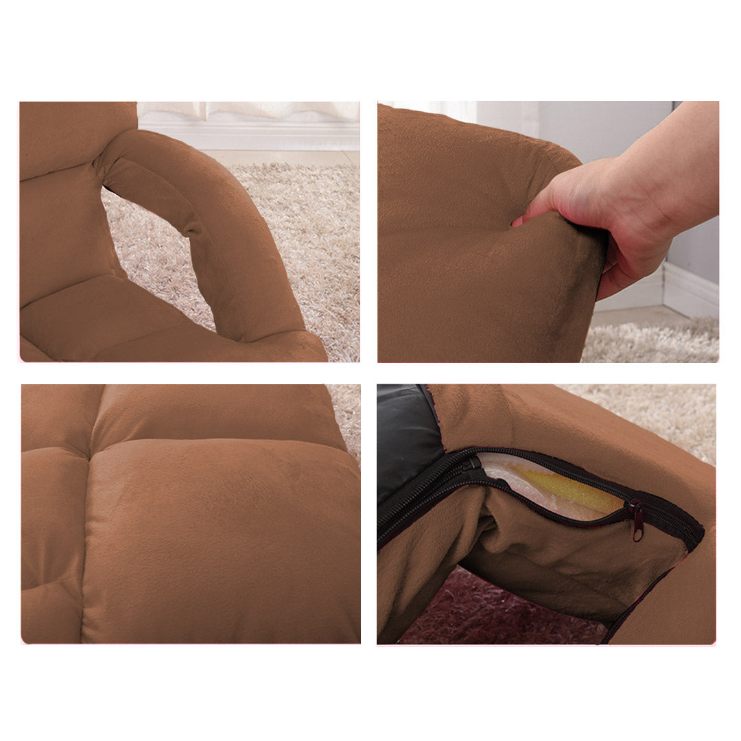 SOGA Foldable Lounge Cushion Adjustable Floor Lazy Recliner Chair with Armrest Coffee - Kid-PEROZ Accessories