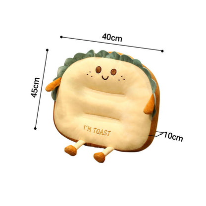 SOGA Smiley Face Toast Bread Cushion Stuffed Car Seat Plush Cartoon Back Support Pillow Home Decor-Chair &amp; Sofa Cushions-PEROZ Accessories
