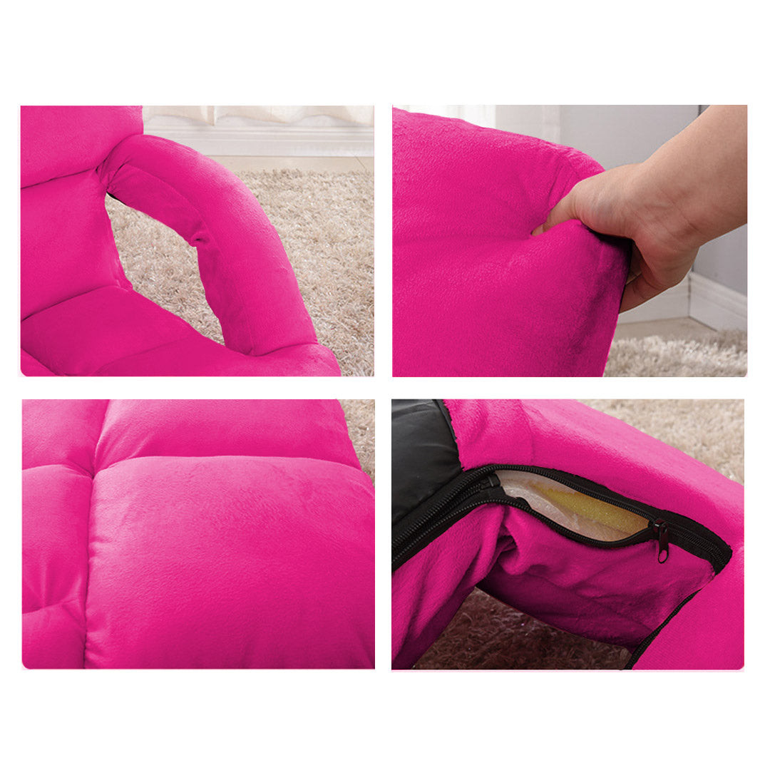 SOGA 2X Foldable Lounge Cushion Adjustable Floor Lazy Recliner Chair with Armrest Pink - Kid-Recliner Chair-PEROZ Accessories