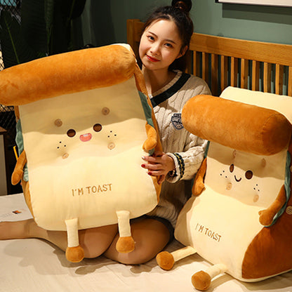 SOGA Smiley Face Toast Bread Wedge Cushion Stuffed Plush Cartoon Back Support Pillow Home Decor-PEROZ Accessories