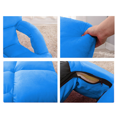 SOGA Foldable Lounge Cushion Adjustable Floor Lazy Recliner Chair with Armrest Blue-Recliner Chair-PEROZ Accessories