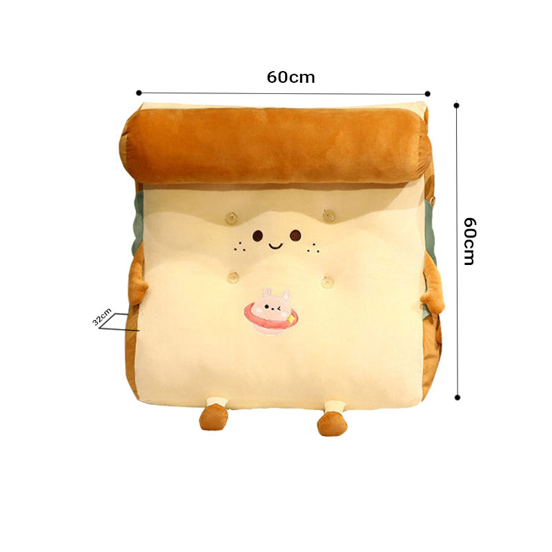 SOGA 2X Smiley Face Toast Bread Wedge Cushion Stuffed Plush Cartoon Back Support Pillow Home Decor-PEROZ Accessories