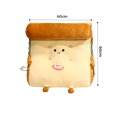 SOGA 2X Smiley Face Toast Bread Wedge Cushion Stuffed Plush Cartoon Back Support Pillow Home Decor-PEROZ Accessories