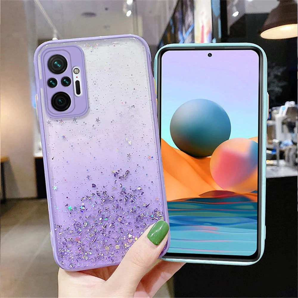 Anymob Xiaomi Phone Case Yellow Gradient Sequins Glitter Silicone Mobile Cover For Note 10 9 8 Pro 10S 9A 9C 9T Mi 11 Lite Poco X3 F3 M3-Mobile Phone Cases-PEROZ Accessories