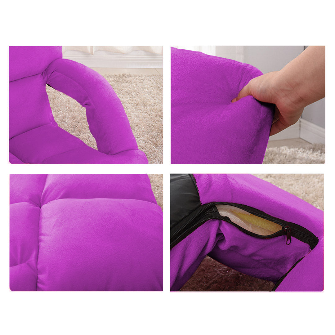 SOGA 2X Foldable Lounge Cushion Adjustable Floor Lazy Recliner Chair with Armrest Purple - Kid-Recliner Chair-PEROZ Accessories