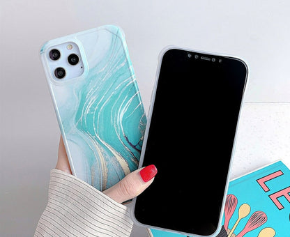 Anymob iPhone Case Light Steel Blue Marble Oil Painting Pattern Soft Silicone Back Cover For iPhone 11 Pro Max 7 8 Plus XS XR SE 2020 12-Mobile Phone Cases-PEROZ Accessories