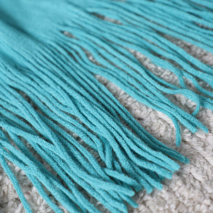 SOGA Teal Acrylic Knitted Throw Blanket Solid Fringed Warm Cozy Woven Cover Couch Bed Sofa Home Decor-Throw Blankets-PEROZ Accessories