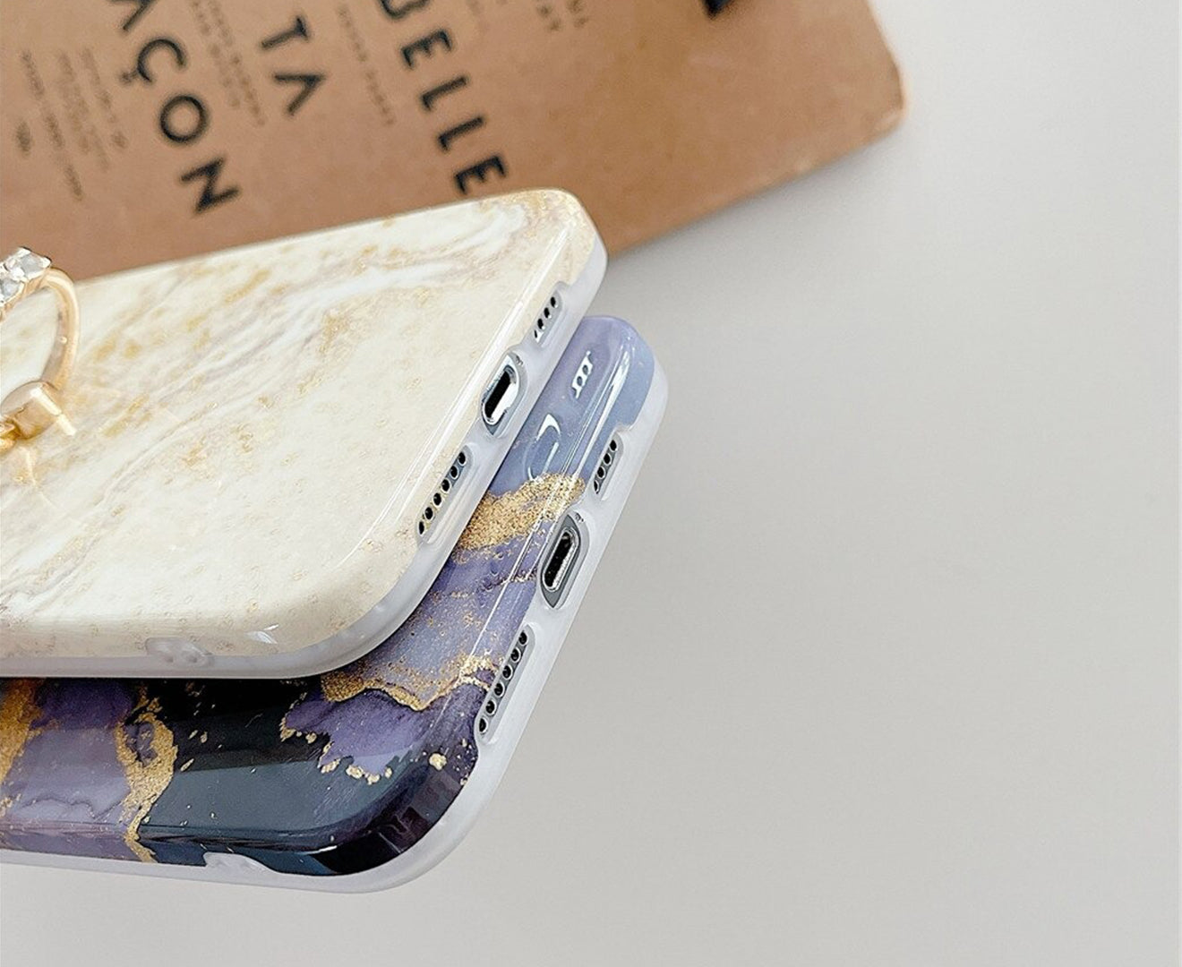 Anymob iPhone Case Sky Blue Glitter Marble Pattern Ring Holder Stand Soft Silicone Shockproof Mobile Cover 12 11 13 Pro Max-Mobile Phone Cases-PEROZ Accessories