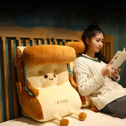 SOGA 2X Smiley Face Toast Bread Wedge Cushion Stuffed Plush Cartoon Back Support Pillow Home Decor-PEROZ Accessories