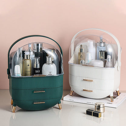 SOGA 29cm Green Countertop Makeup Cosmetic Storage Organiser Skincare Holder Jewelry Storage Box with Handle-Makeup Organisers-PEROZ Accessories