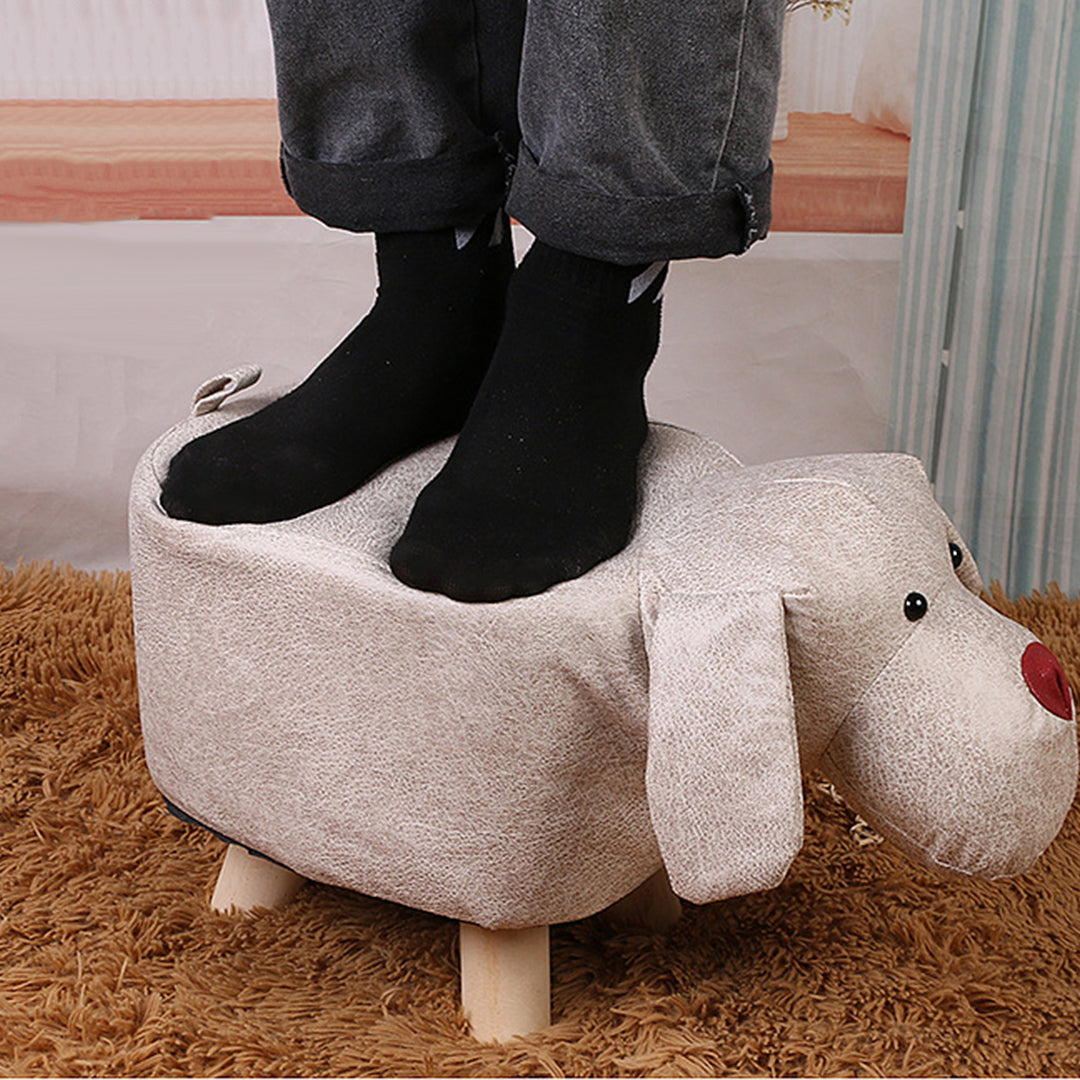 SOGA Pink Children Bench Deer Character Round Ottoman Stool Soft Small Comfy Seat Home Decor-Benches-PEROZ Accessories