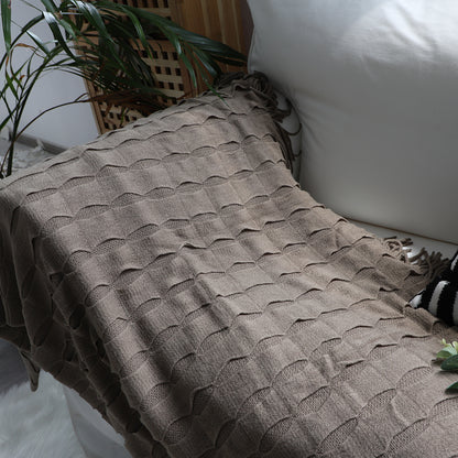 SOGA Coffee Textured Knitted Throw Blanket Warm Cozy Woven Cover Couch Bed Sofa Home Decor with Tassels-Throw Blankets-PEROZ Accessories