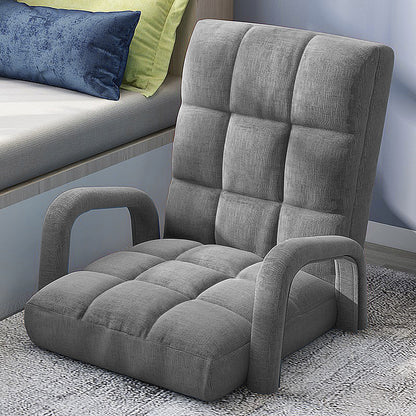 SOGA Foldable Lounge Cushion Adjustable Floor Lazy Recliner Chair with Armrest Grey-PEROZ Accessories