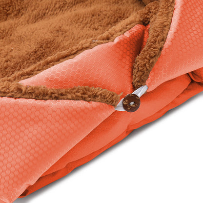 SOGA Orange Dual purpose Cushion Nest Cat Dog Bed Warm Plush Kennel Mat Pet Home Travel Essentials-Pet Carriers &amp; Travel Products-PEROZ Accessories