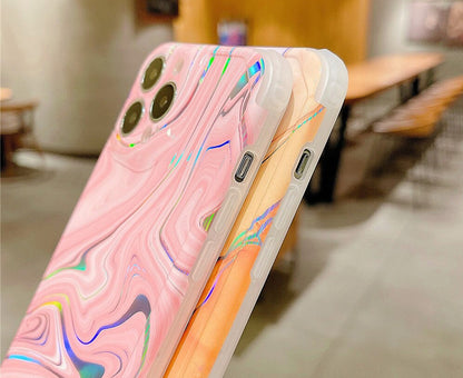 Anymob iPhone Case Blush Laser Marble Shockproof Firm Flex Mobile Cover For iPhone 13 12 11 Pro Max Compatible-Mobile Phone Cases-PEROZ Accessories