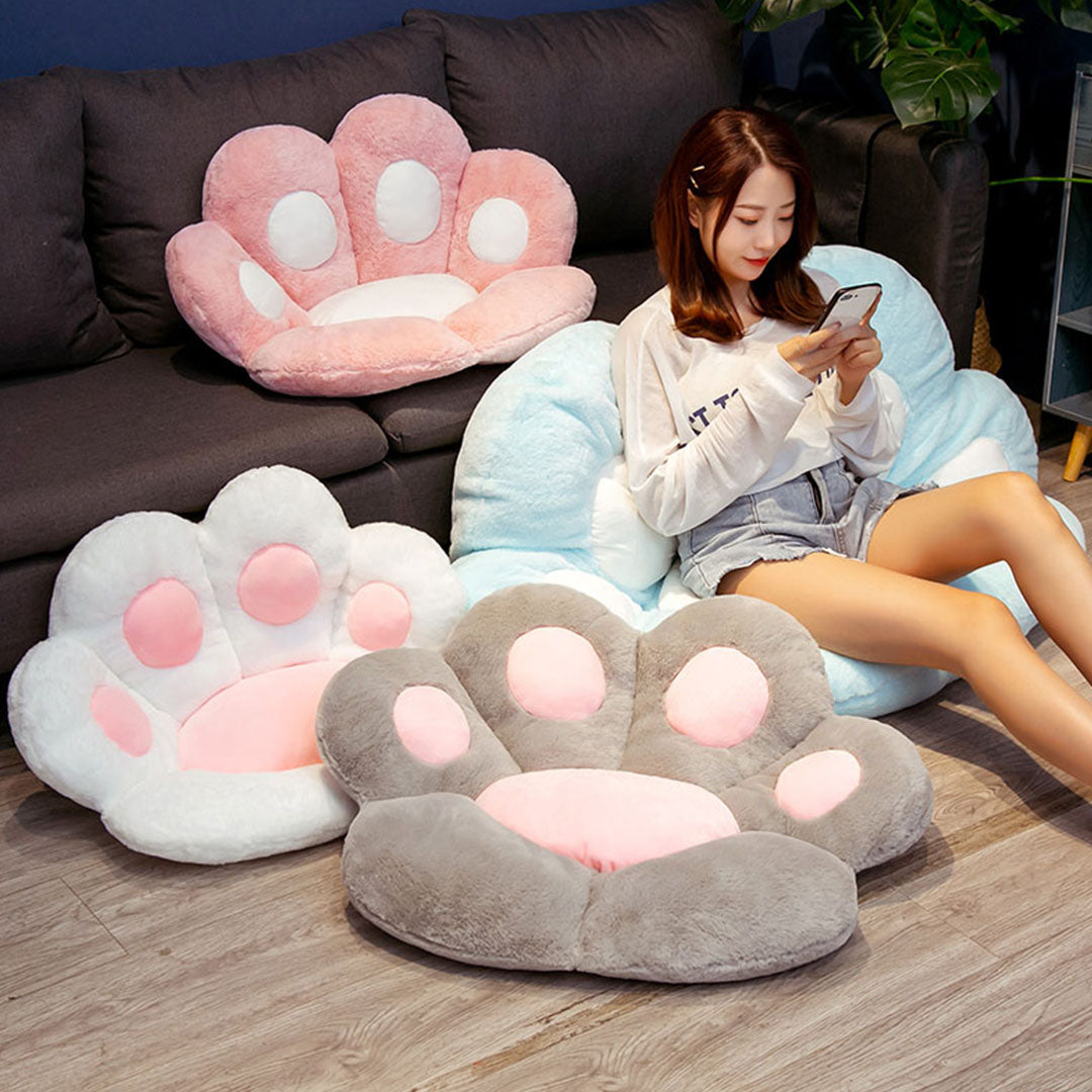 SOGA 2X White Paw Shape Cushion Warm Lazy Sofa Decorative Pillow Backseat Plush Mat Home Decor-Chair &amp; Sofa Cushions-PEROZ Accessories