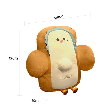 SOGA 2X 48cm Smiley Face Toast Bread Cushion Stuffed Car Seat Plush Cartoon Back Support Pillow Home Decor-Chair &amp; Sofa Cushions-PEROZ Accessories