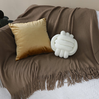 SOGA 2X Coffee Acrylic Knitted Throw Blanket Solid Fringed Warm Cozy Woven Cover Couch Bed Sofa Home Decor-Throw Blankets-PEROZ Accessories