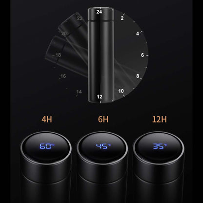 SOGA 500ML Stainless Steel Smart LCD Thermometer Display Bottle Vacuum Flask Thermos Black-Smart Bottles-PEROZ Accessories