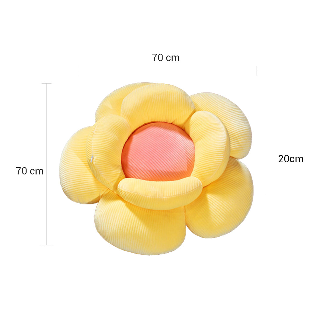 SOGA 2X Yellow Double Flower Shape Cushion Soft Bedside Floor Plush Pillow Home Decor-Chair &amp; Sofa Cushions-PEROZ Accessories