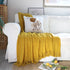SOGA Mustard Textured Knitted Throw Blanket Warm Cozy Woven Cover Couch Bed Sofa Home Decor with Tassels-Throw Blankets-PEROZ Accessories