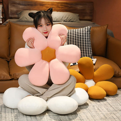 SOGA Coffee Daisy Flower Shape Cushion Soft Leaning Bedside Pad Floor Plush Pillow Home Decor-Chair &amp; Sofa Cushions-PEROZ Accessories