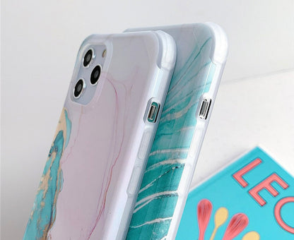 Anymob iPhone Case Baby Blue Marble Painting Pattern Soft Silicone Back Cover- Apple iPhone 11 Pro Max 7 8 Plus XS XR SE 2020-Mobile Phone Cases-PEROZ Accessories