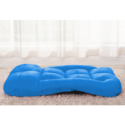 SOGA Foldable Lounge Cushion Adjustable Floor Lazy Recliner Chair with Armrest Blue-Recliner Chair-PEROZ Accessories