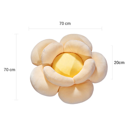 SOGA Beige Double Flower Shape Cushion Soft Bedside Floor Plush Pillow Home Decor-Chair &amp; Sofa Cushions-PEROZ Accessories