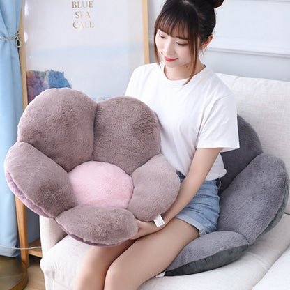 SOGA Dark Gray Whimsical Big Flower Shape Cushion Soft Leaning Bedside Pad Floor Plush Pillow Home Decor-Chair &amp; Sofa Cushions-PEROZ Accessories
