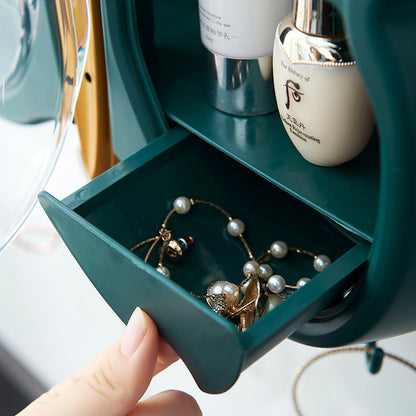 SOGA 2X Green Butterfly Shape Wall Mounted Makeup Organiser Dustproof Waterproof Bathroom Storage Box Home Decor-Makeup Organisers-PEROZ Accessories