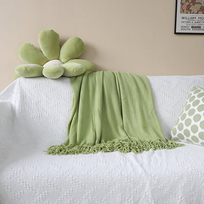SOGA 2X Green Acrylic Knitted Throw Blanket Solid Fringed Warm Cozy Woven Cover Couch Bed Sofa Home Decor-Throw Blankets-PEROZ Accessories