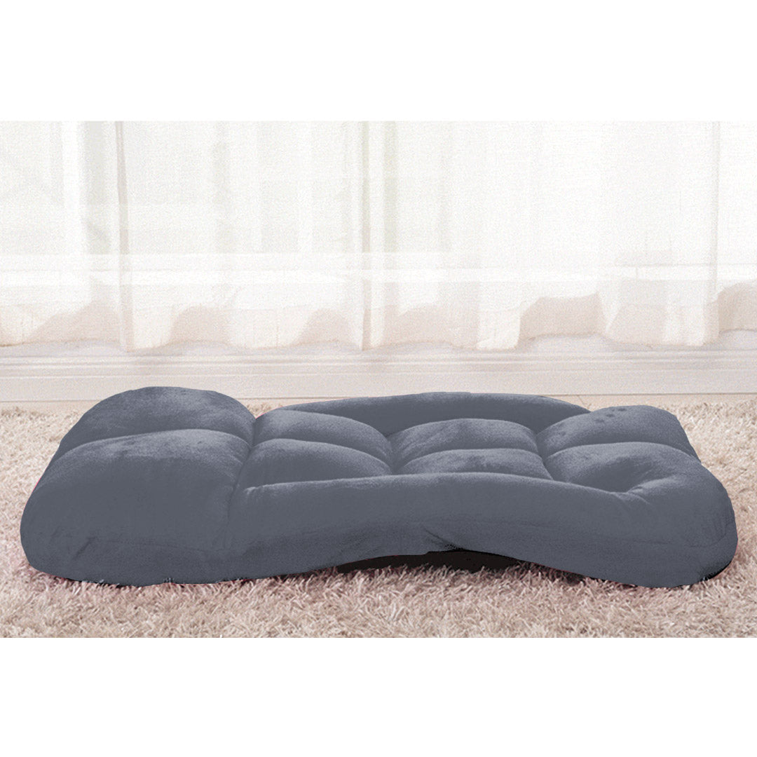 SOGA Foldable Lounge Cushion Adjustable Floor Lazy Recliner Chair with Armrest Grey - Kid-Recliner Chair-PEROZ Accessories