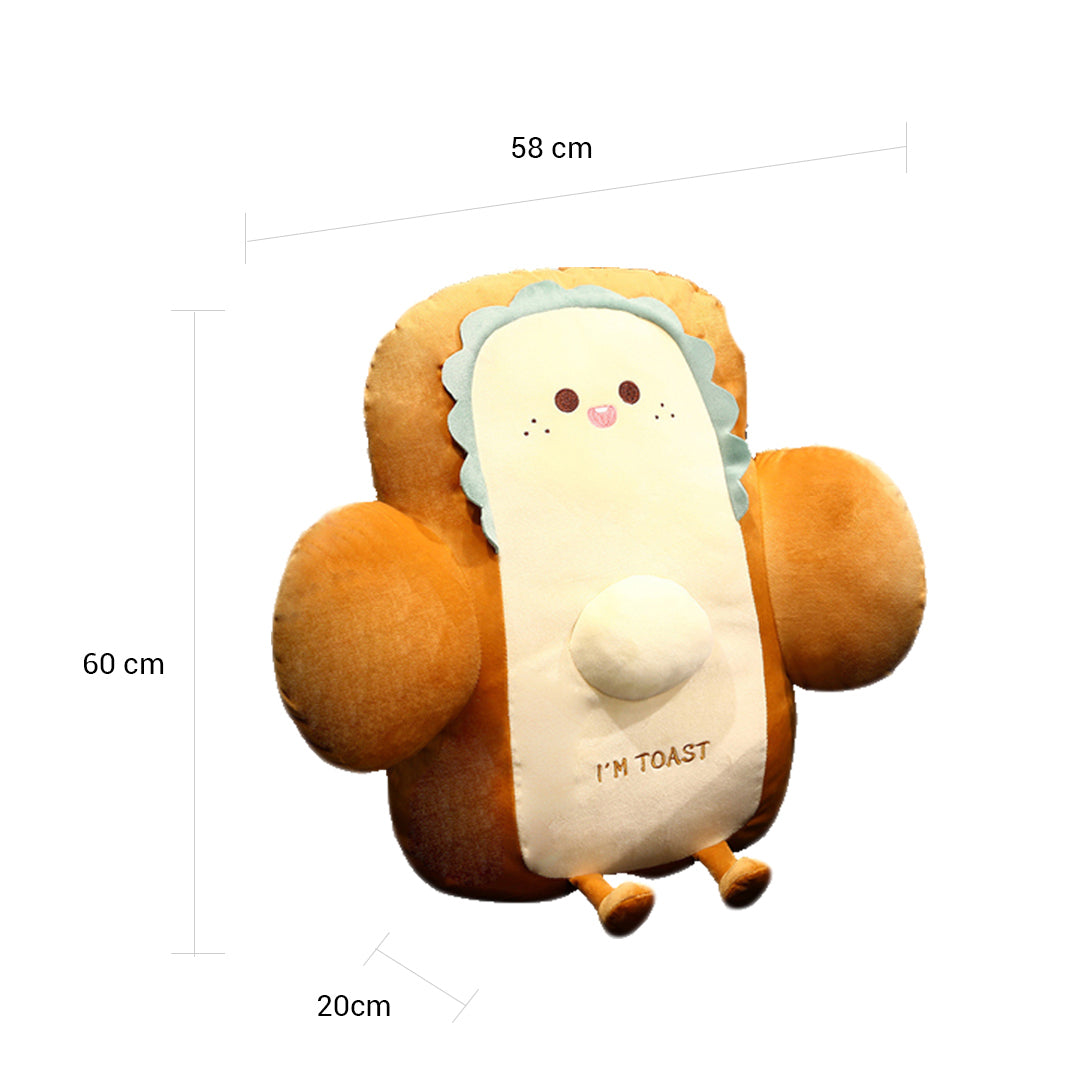 SOGA 2X 58cm Cute Face Toast Bread Cushion Stuffed Car Seat Plush Cartoon Back Support Pillow Home Decor-Chair &amp; Sofa Cushions-PEROZ Accessories