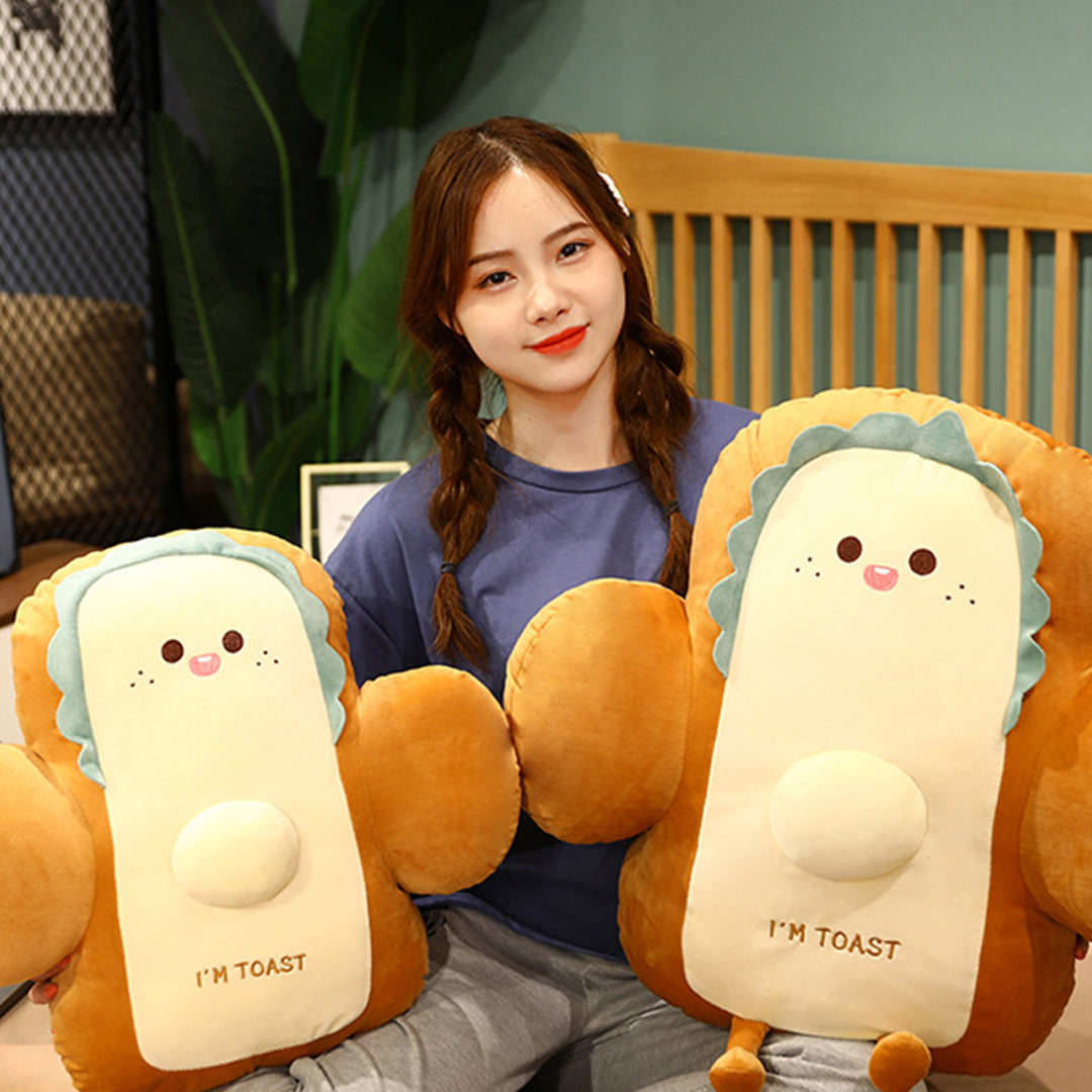 SOGA 2X 58cm Cute Face Toast Bread Cushion Stuffed Car Seat Plush Cartoon Back Support Pillow Home Decor-Chair &amp; Sofa Cushions-PEROZ Accessories
