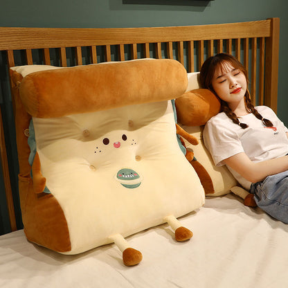 SOGA Cute Face Toast Bread Wedge Cushion Stuffed Plush Cartoon Back Support Pillow Home Decor-PEROZ Accessories