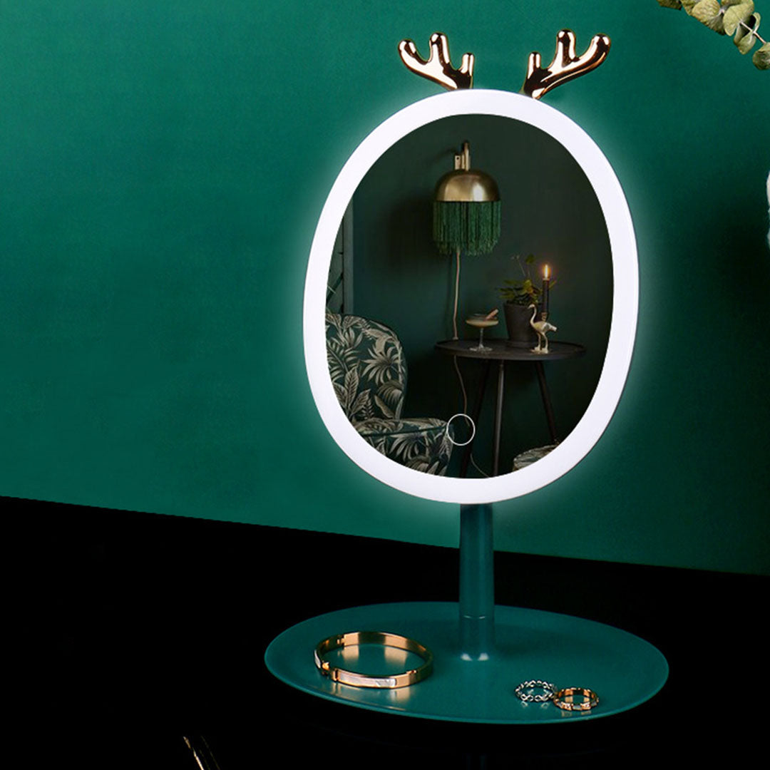 SOGA Green Antler LED Light Makeup Mirror Tabletop Vanity Home Decor-Makeup Mirrors-PEROZ Accessories